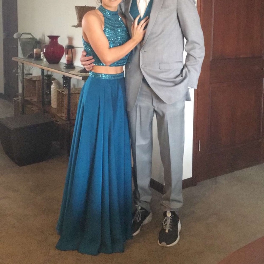 Teal prom dress